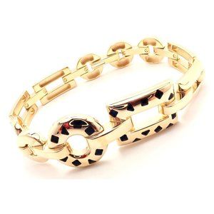 Rare! Authentic Cartier Panthere 18k Gold Black Lacquer Spot Link Bracelet Paper